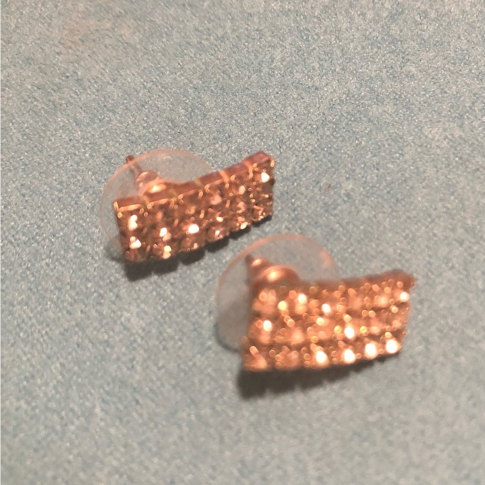 Silver Rhinestone Earrings 0.5” length